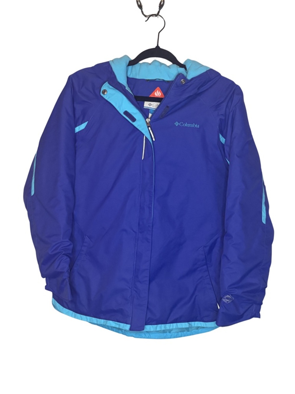Columbia Omni Heat Jacket Youth XL 18/20 Blue Hooded Winter Coat Womens Small